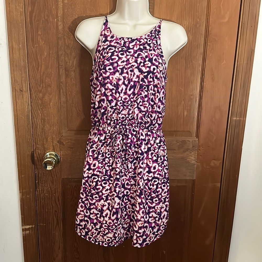 Aqua Lined Tank Dress Animal Print Size Small